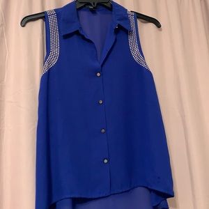 Forever 21 Stylish Royal Blue Button-Up Top